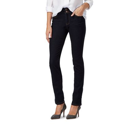 Dark blue high waisted straight fit petite jeans